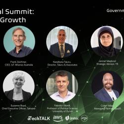 anel of local government leaders discussing AI and governance at the AIoT Global Summit 2025, hosted by OPAL3.